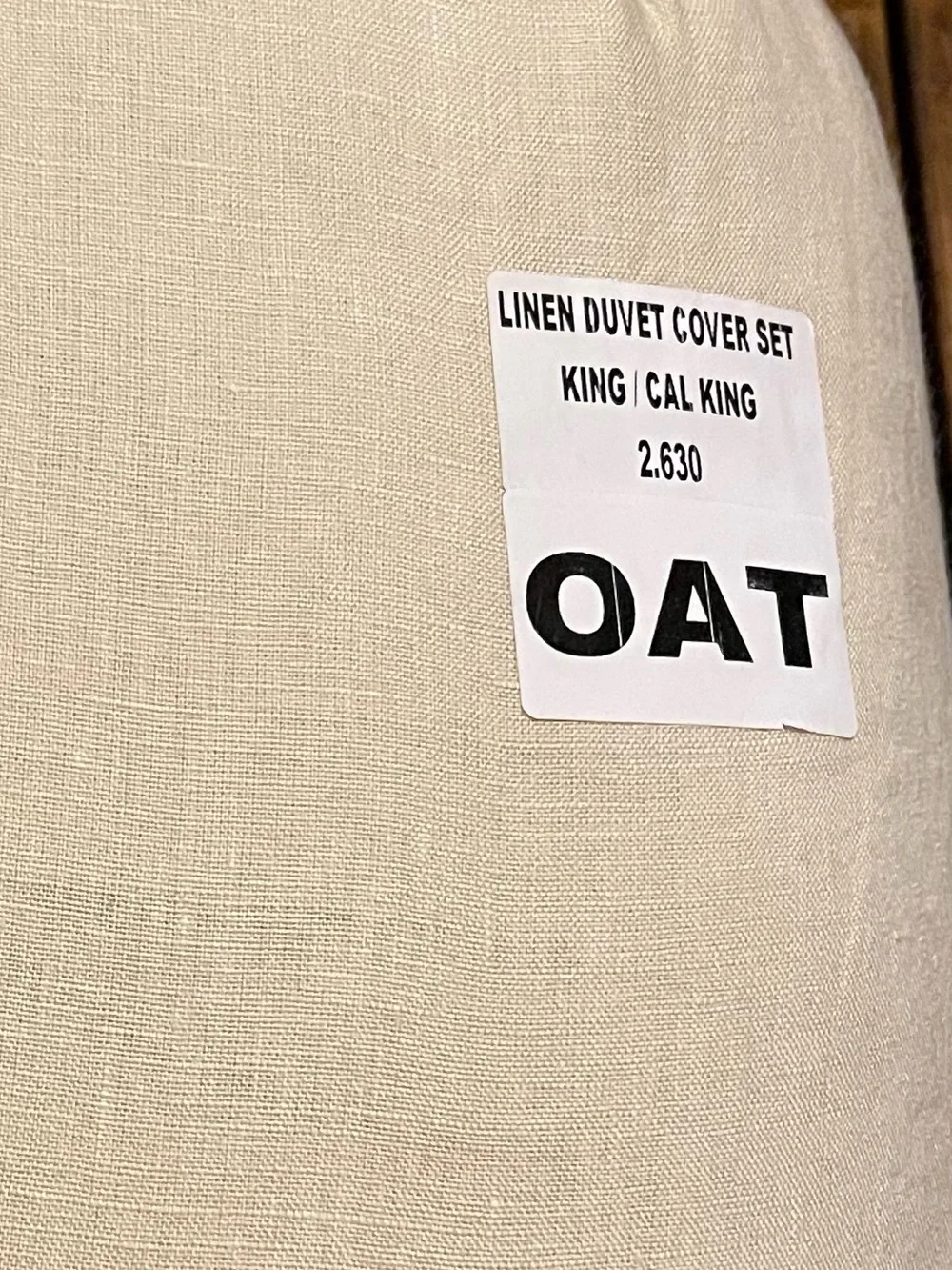 NWOT Quince European Linen 3 Pc Duvet Cover Set, King/Cal (Oat)